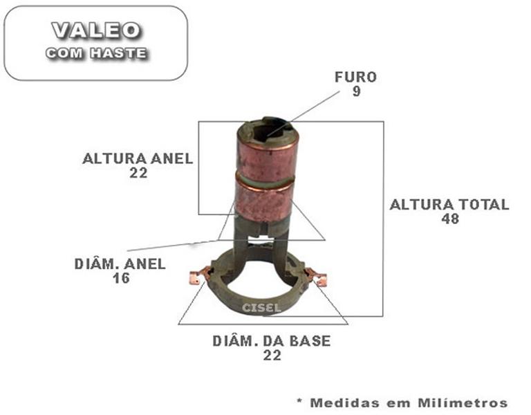 Imagem de Anel Coletor para Rotor de Alternador Valeo - c/ Haste