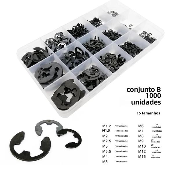 Anel de Retenção Externo (Circlip) de Aço Carbono - M1.2 a M15 (580/1000 peças) Imagem de Anel de Retenção Externo (Circlip) de Aço Carbono - M1.2 a M15 (580/1000 peças)