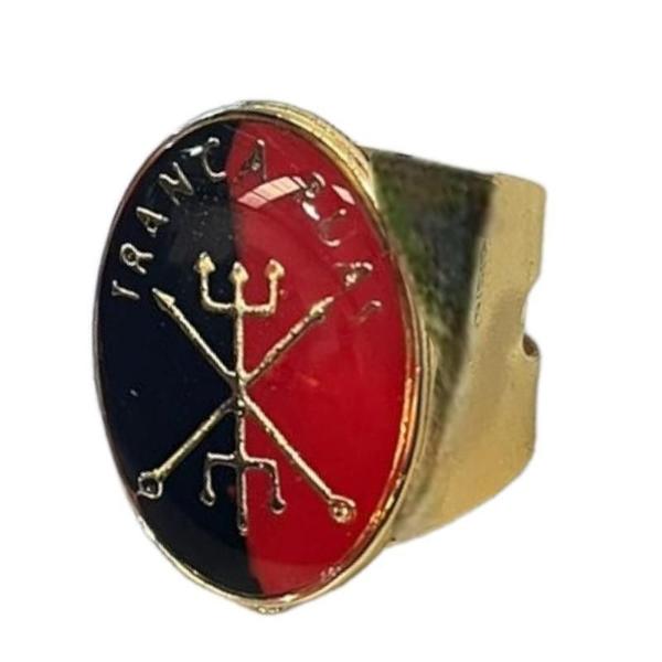 Anel Dourado Ajustável Orixá Exú 2,7 Cm Em Metal - Selecione - Meta Atacado Imagem de Anel Dourado Ajustável Orixá Exú 2,7 Cm Em Metal - Selecione