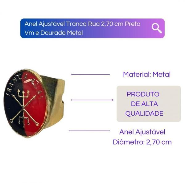 Anel Dourado Ajustável Orixá Exú 2,7 Cm Em Metal - Selecione - Meta Atacado Imagem de Anel Dourado Ajustável Orixá Exú 2,7 Cm Em Metal - Selecione