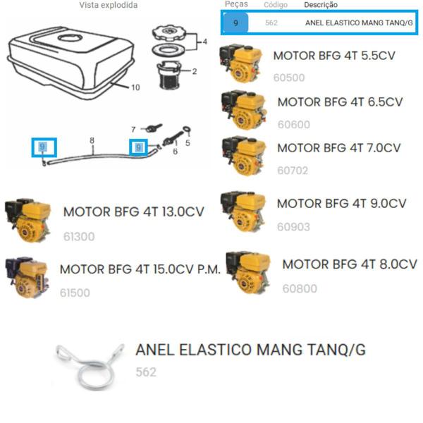 Imagem de Anel Elastico Da Mangueira Do Tanque 5.5 À 15.0hp 562