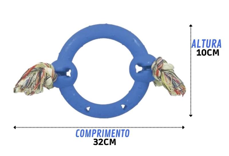 Imagem de Anel Maciço Borracha Furacão Pet Com Corda N1 Azul P