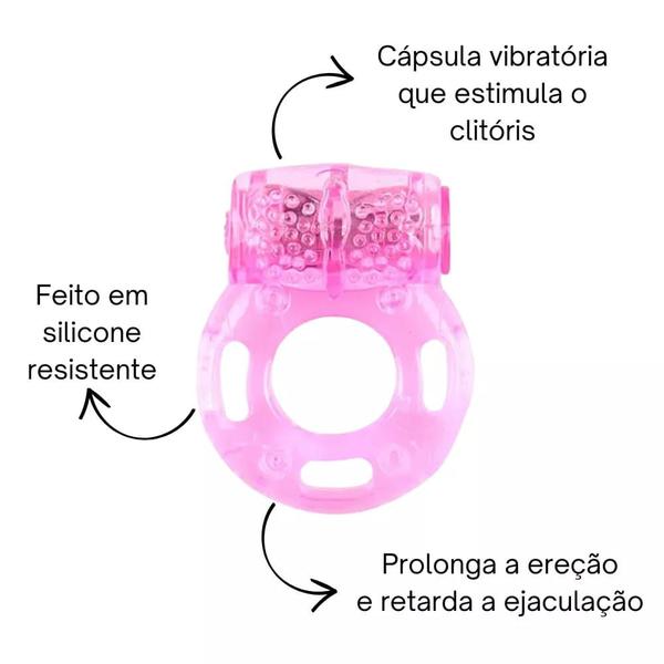 Imagem de Anel Peniano Retarda a Ejaculação Com Vibrador Estimulador Clitóris Masculino Feminino