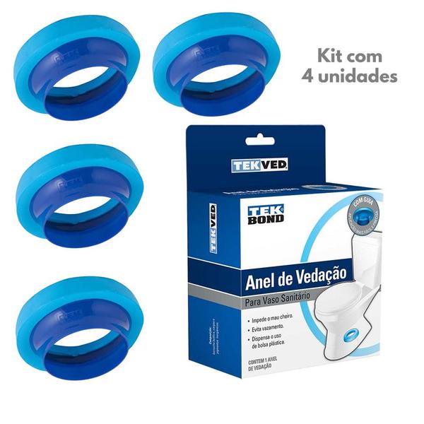 Imagem de Anel vedação com guia para vaso sanitário tekbond 4 unidades