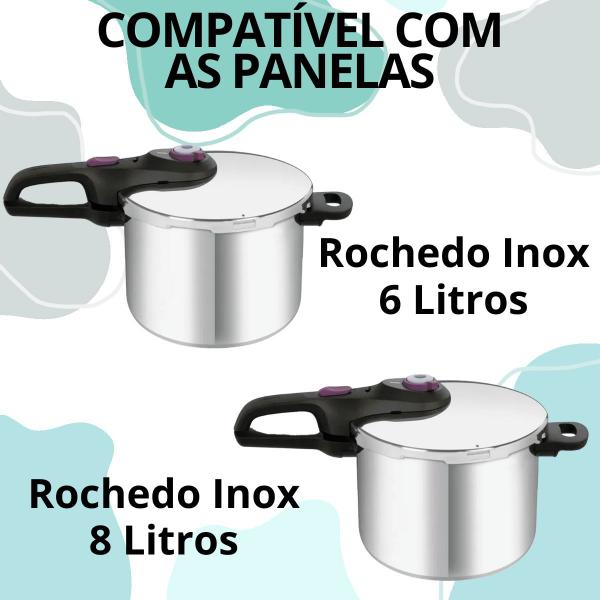 Imagem de Anel Vedação Panela De Pressão Rochedo Inox 6L 8L Preto C/ Pique Borracha Vedação Acessórios Cozinha