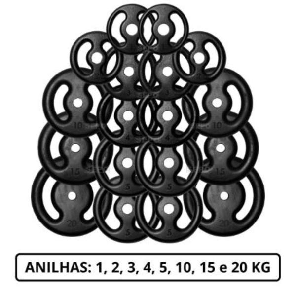 Imagem de Anilha 10 kg Furo 31mm Ferro Fundido Pintado Preto Exercícios Em Casa Ar Livre Academia