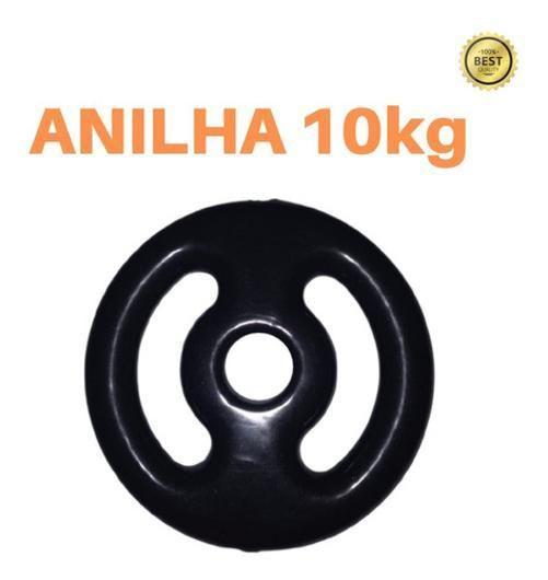 Imagem de Anilha 10Kg Emborrachada Super Premium Preta Academia/Casa