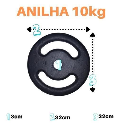 Imagem de Anilha 10Kg Super Premium Ferro Fundido Pintada Academia