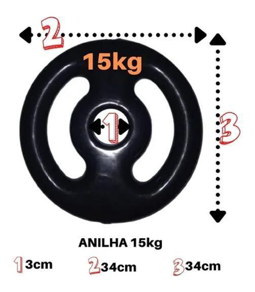 Imagem de Anilha 15Kg Emborrachada Super Premium Preta Academia/Casa