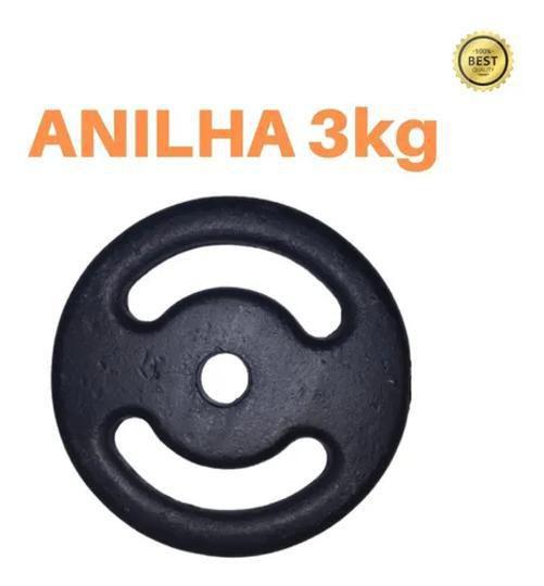 Imagem de Anilha 3Kg Super Premium Ferro Fundido Pintada Academia/Casa