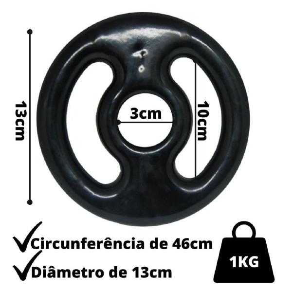 Imagem de Anilha Emborrachada 1KG Vazada Para Academia Musculação