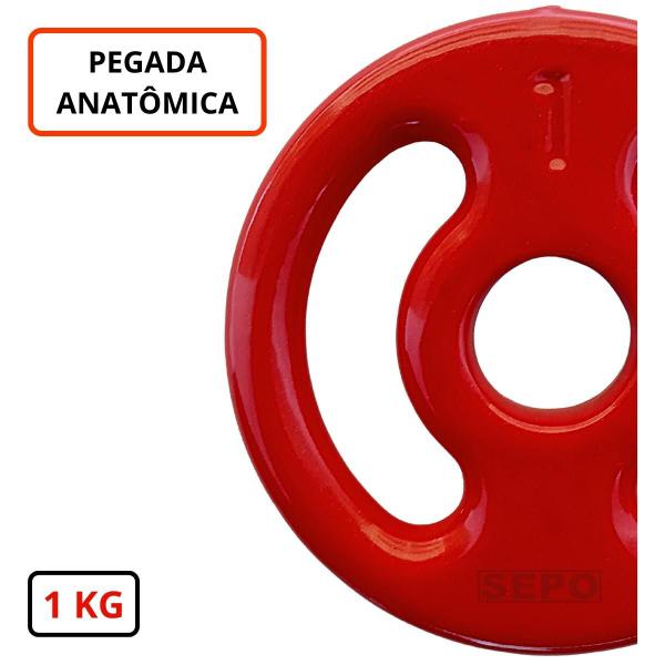 Imagem de Anilha Emborrachada Fitness 1 Kg Vermelha