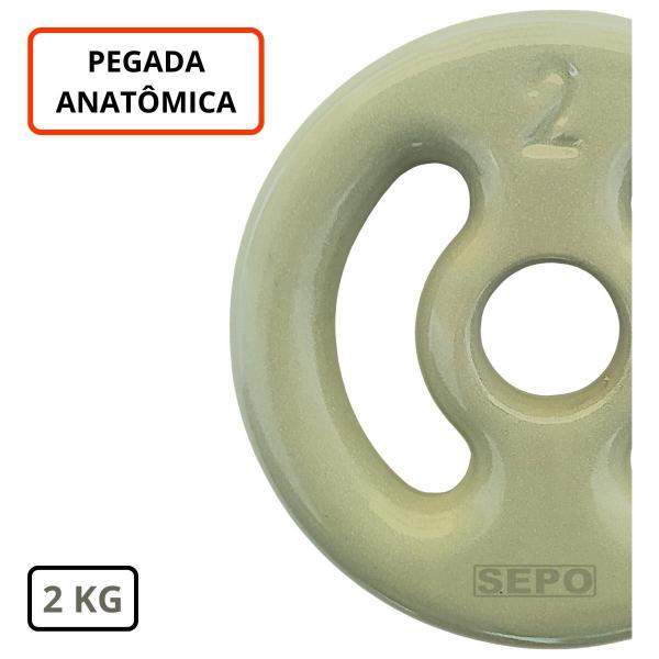 Imagem de Anilha Emborrachada Fitness 2 Kg Cinza