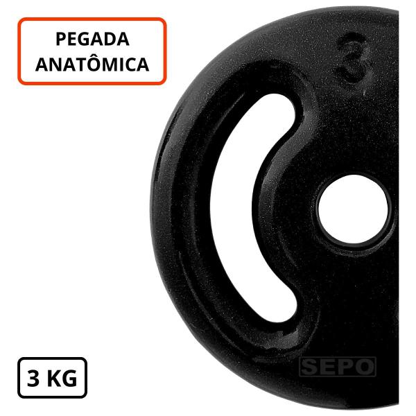 Imagem de Anilha Emborrachada Fitness 3 Kg Preta