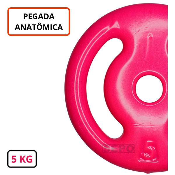 Imagem de Anilha Emborrachada Fitness 5 Kg Rosa