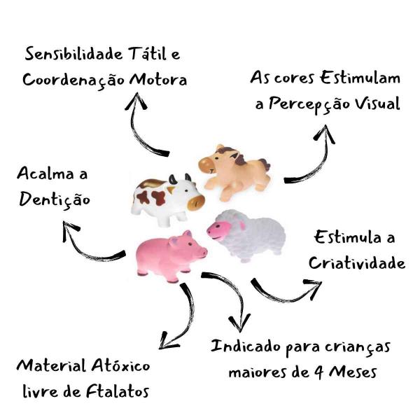 Imagem de Animais Fazenda Bonecos Fofinhos Coleção 4 Bichinhos