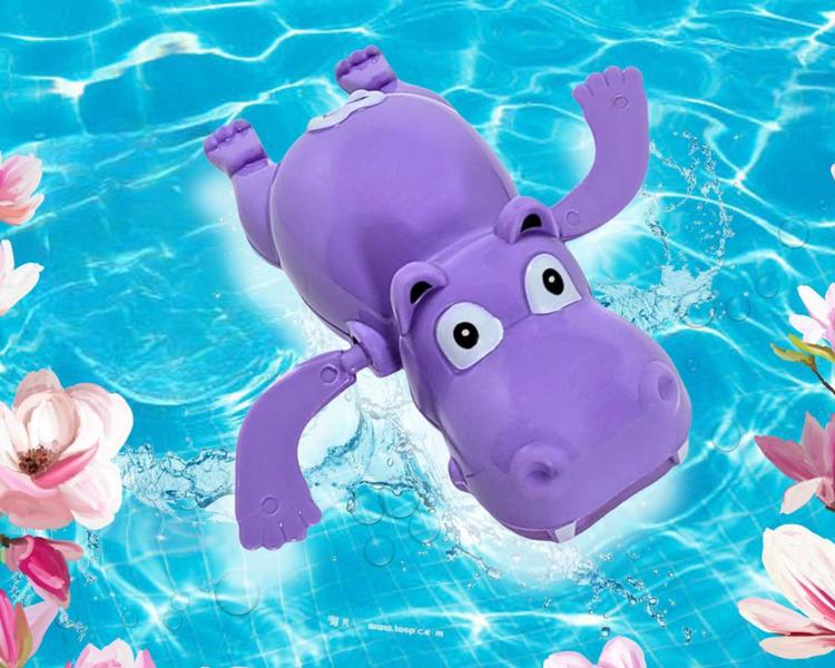 Imagem de Animais Nadadores a Corda Hipopotamo Lilas Art Brink Brinquedo Recreativo para Banho e Piscina