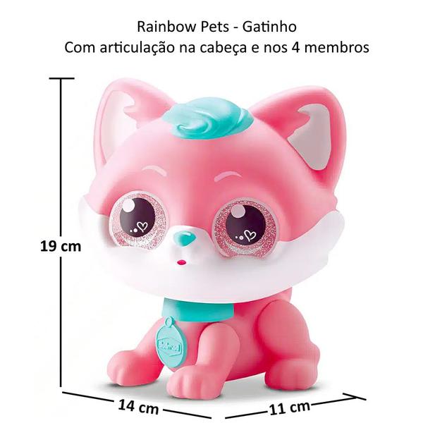 Imagem de Animal de Brinquedo para Meninas Gato Rosa Articulado Pet para Bonecas Bambola