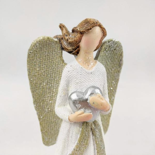 Imagem de Anjo Coracao Champanhe Estatua Enfeite Decorativo 20X7X5Cm