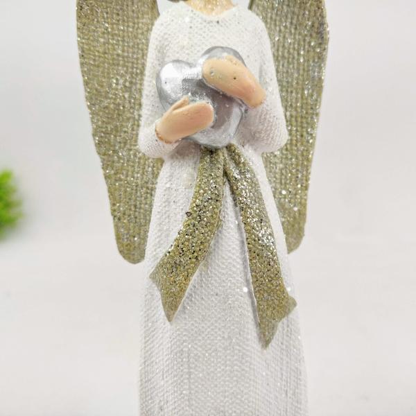 Imagem de Anjo Coracao Champanhe Estatua Enfeite Decorativo 20X7X5Cm