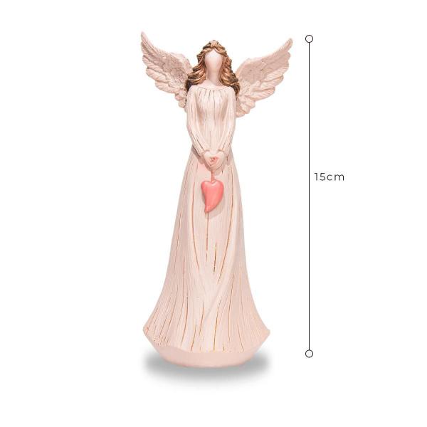 Imagem de Anjo De Resina Decorativo Pequeno Com Coração 15Cm