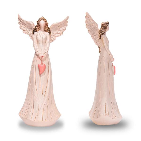 Imagem de Anjo De Resina Decorativo Pequeno Com Coração 15Cm