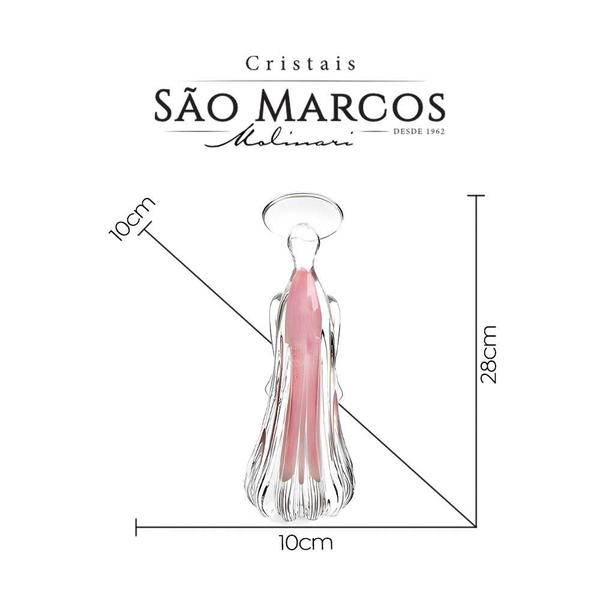 Imagem de Anjo Médio Cristal Murano Rose Quartz São Marcos 28x10x10cm