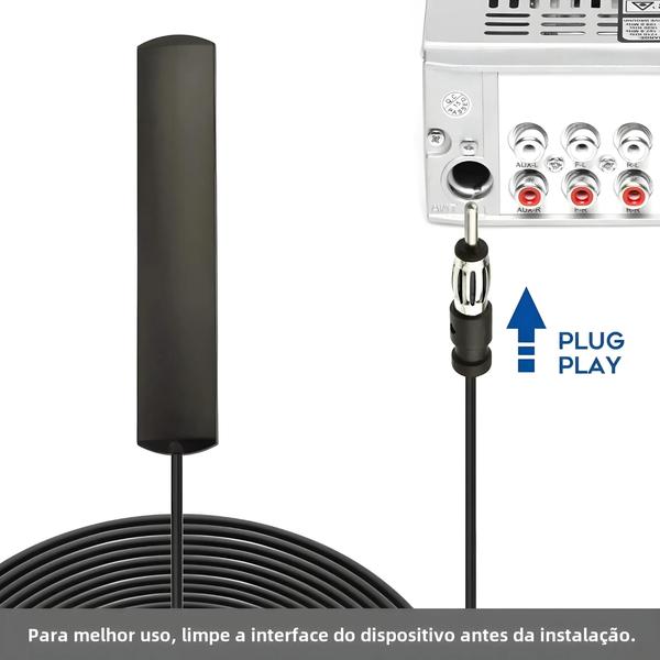 Imagem de Antena de Rádio FM Universal com Amplificador de Sinal - 3m para Carro e Barco