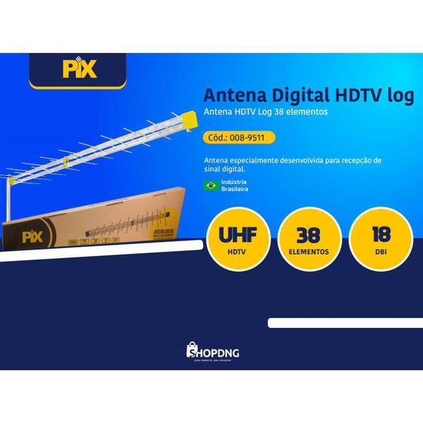 Imagem de Antena Digital 4k Uhf 38 Elementos Hdtv Antena Externa - Pix