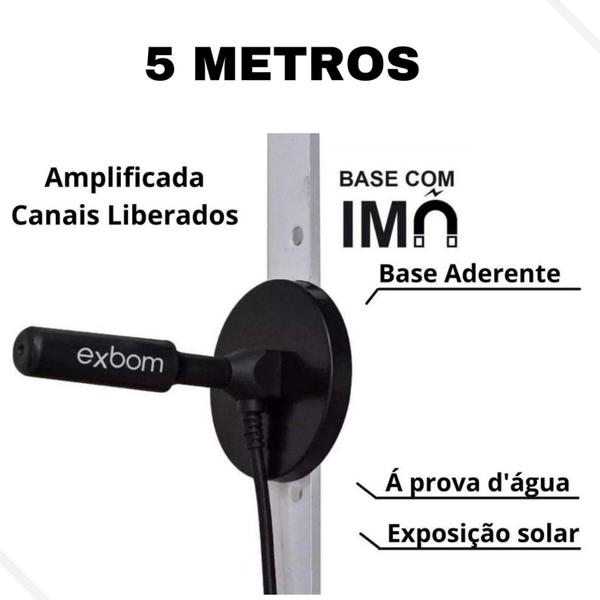 Imagem de Antena Digital Amplificada Hdtv/Uhf/Vhf Interna/Externa 5m Prova Dagua