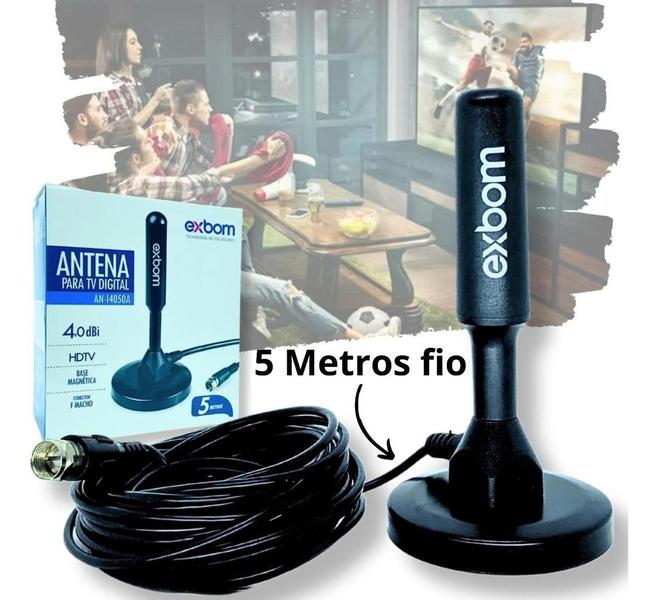 Imagem de Antena Digital Exbom Hd Para Tv Samsung LG Smart Led Lcd 4k 3d Int Uhf 5m interno externo