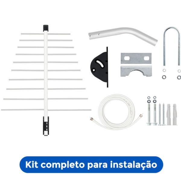 Imagem de Antena Digital Externa Log Para Tv Hdtv/uhf/4k 12dbi 20 Elementos Com Kit De Instalação Lu-20-plus