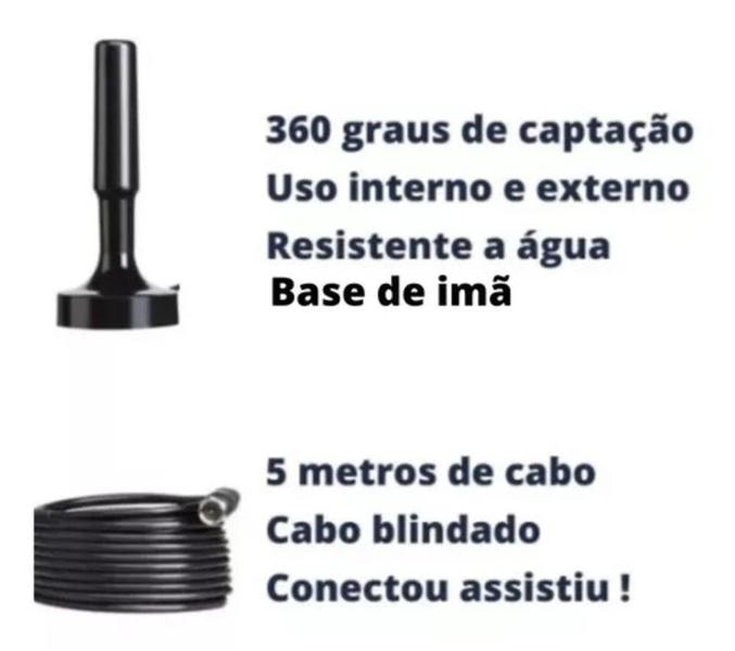 Imagem de Antena Digital Interna Externa Amplificada Portátil Cabo 5MT - Exbom