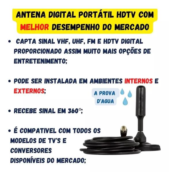 Imagem de Antena Digital Interna Externa Hdtv Portátil Tv Prova Agua