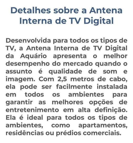 Imagem de Antena Digital Interna Tv Lcd Led Plasma Tubo HDTV, VHF, UHF, FM e 4K - Envio Imediato