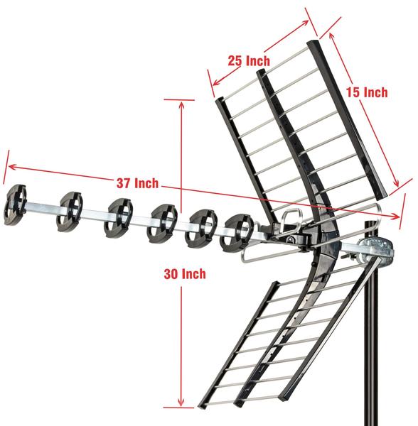 Imagem de Antena externa de cinco estrelas, com alcance de 320 km, HDTV, VHF, UHF