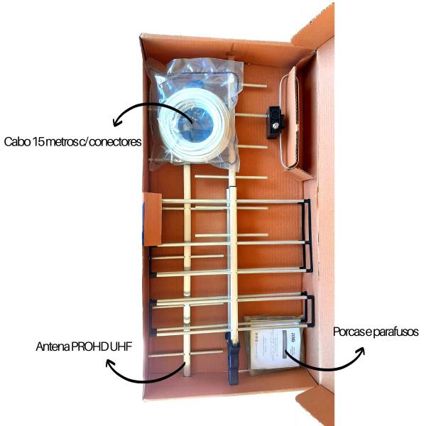 Imagem de Antena Externa Tv Uhf Digital Longo Alcance 100% Testada com Cabo 15 Metros