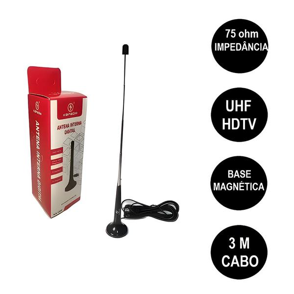 Imagem de Antena Interna Digital UHF HDTV Com Cabo de 3 Metros, Kapbom - KA-1096