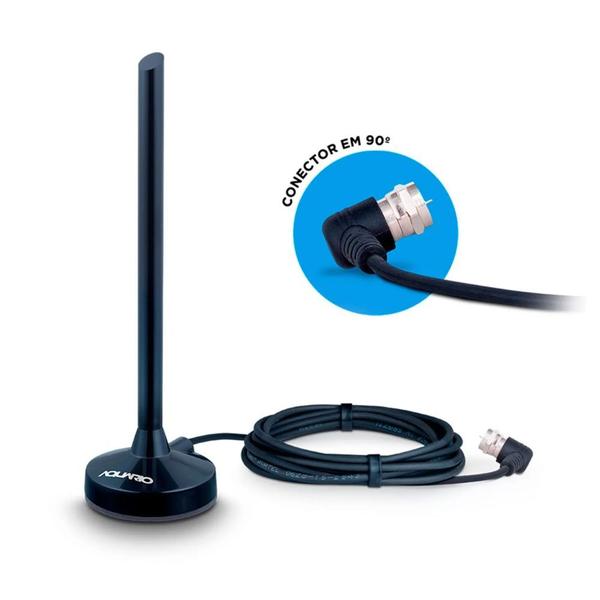 Imagem de Antena Interna/ Externa Aquario DTV-100P VHF/ UHF/ FM/ HDTV/ 4K Cabo 2,5M