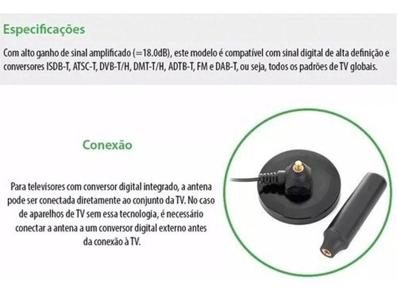 Imagem de Antena Interna Tv Digital Cabo Fio 3 Metros