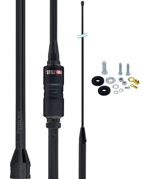 Imagem de Antena Móvel Base Embutida Black Viuva Negra Caminhão Radio Amador Px Argentina Inox 1,63 metros 200W Steelpar