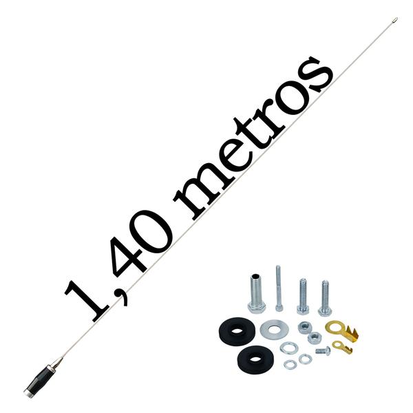 Imagem de Antena Móvel Mini Maria Mole Inox 1,40 metros Suporte Lado Motorista Novo Volvo Fh Parafusos Anti-Furto