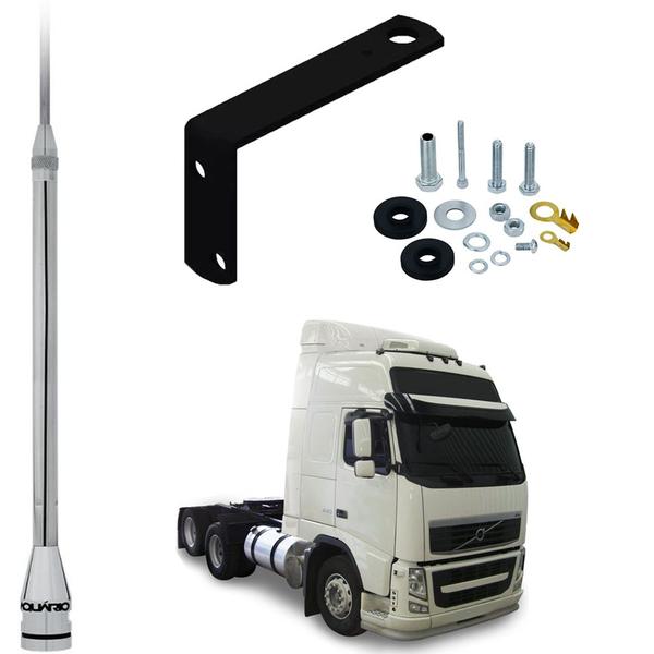 Imagem de Antena Móvel Px Inox 2,70 metros Alongador 60cm Suporte Lado Motorista Traseiro Volvo Fh