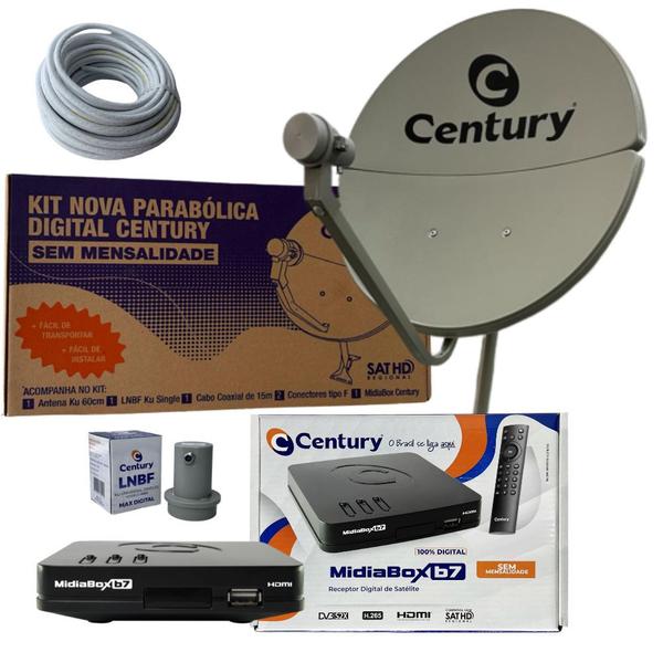 Imagem de Antena Parabólica Century 60cm Banda Ku Receptor Midiabox Se Century Kit Completo