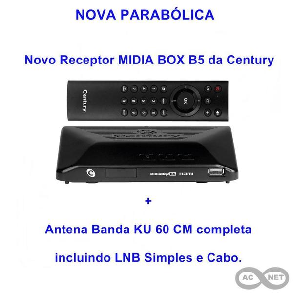 Imagem de Antena Parabólica KU 60 cm com 1 Midiabox B5 Century