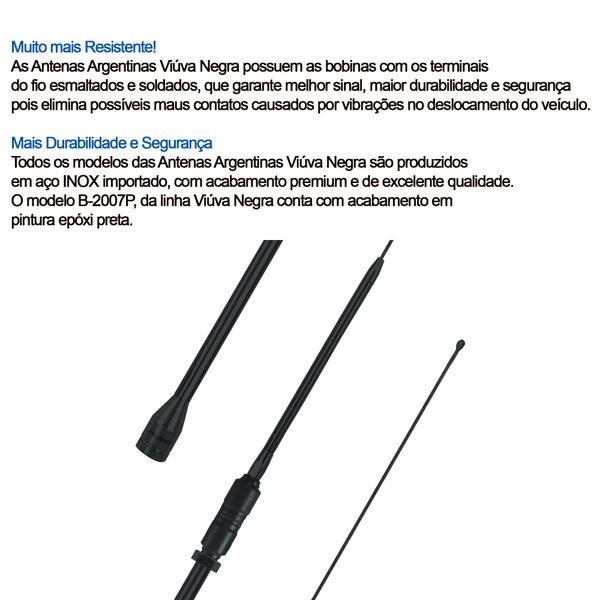 Imagem de Antena Px Prolongador 60cm Black Suporte Argentina Stralis Cabo 5,5m