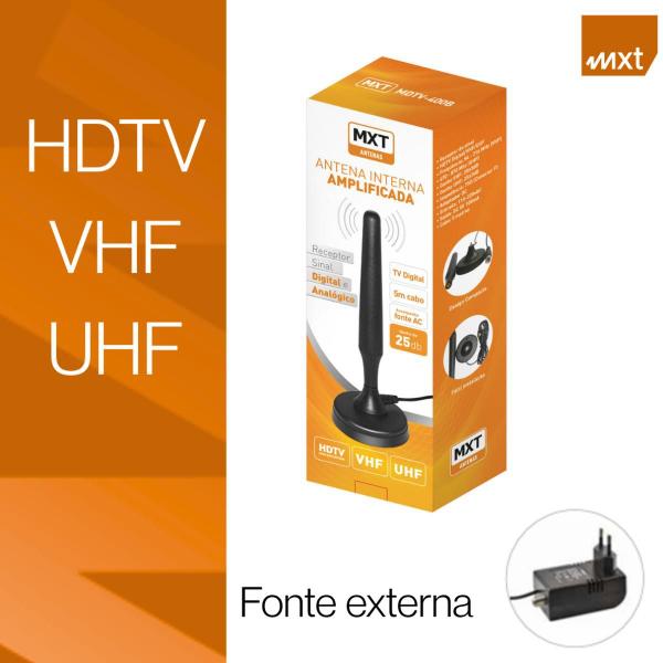 Antena Tv Amplificada 20db Mxt Mdtv 400b Digital Hd Uhf, interna