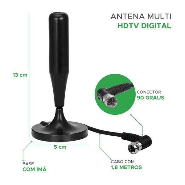 Imagem de Antena Tv Digital Mixtou Uhf Vhf Interna Premium Cabo 1,8mts