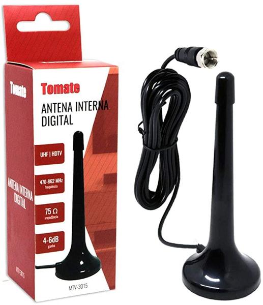 Imagem de Antena TV Digital MTV-3015 Tomate Hdtv Uhf Vhf Interna 4 a 6 Dbi e Cabo 3m