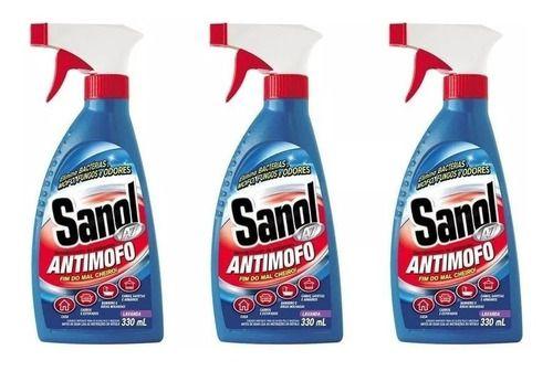 Imagem de Anti Mofo Desodorizador 330ml Sanol Ambientes Roupa Kit 3und